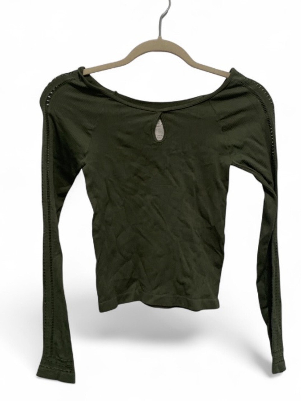 Hollister Green Seamless Long-Sleeve Keyhole Top